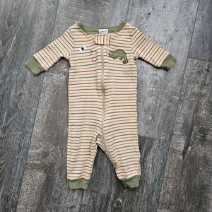 Gymboree Jumpsuit Infant Boy 0-3 Months Striped Cotton Beige Green Orange